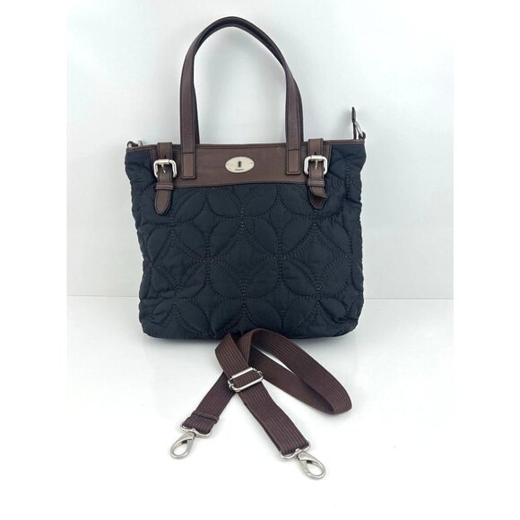 Fossil Key - Per Black  Quilted Nylon Handbag with Detachable Shoulder Strap - Picture 11 of 12
